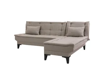Hunterville 4-sits Höger L-formad Längsbäddad Bäddsoffa 107x225 cm i Tyg - Beige - Möbler - Soffa - Bäddsoffa - Bäddsoffa divan