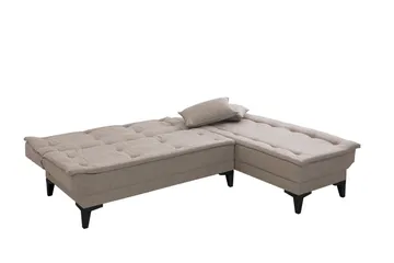 Hunterville 4-sits Höger L-formad Längsbäddad Bäddsoffa 107x225 cm i Tyg - Beige - Möbler - Soffa - Bäddsoffa - Bäddsoffa divan