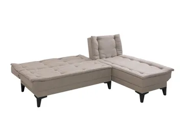 Hunterville 4-sits Höger L-formad Längsbäddad Bäddsoffa 107x225 cm i Tyg - Beige - Möbler - Soffa - Bäddsoffa - Bäddsoffa divan