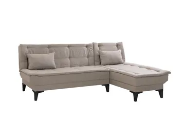 Hunterville 4-sits Höger L-formad Längsbäddad Bäddsoffa 107x225 cm i Tyg - Beige - Möbler - Soffa - Bäddsoffa - Bäddsoffa divan