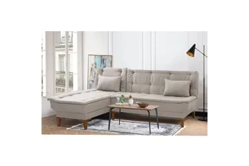 Hunterville 4-sits Vänster L-formad Längsbäddad Bäddsoffa 107x225 cm i Tyg - Beige - Möbler - Soffa - Bäddsoffa - Bäddsoffa divan