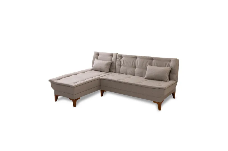 Hunterville 4-sits Vänster L-formad L ängsbäddad Bäddsoffa 107x225 cm i Tyg, Beige