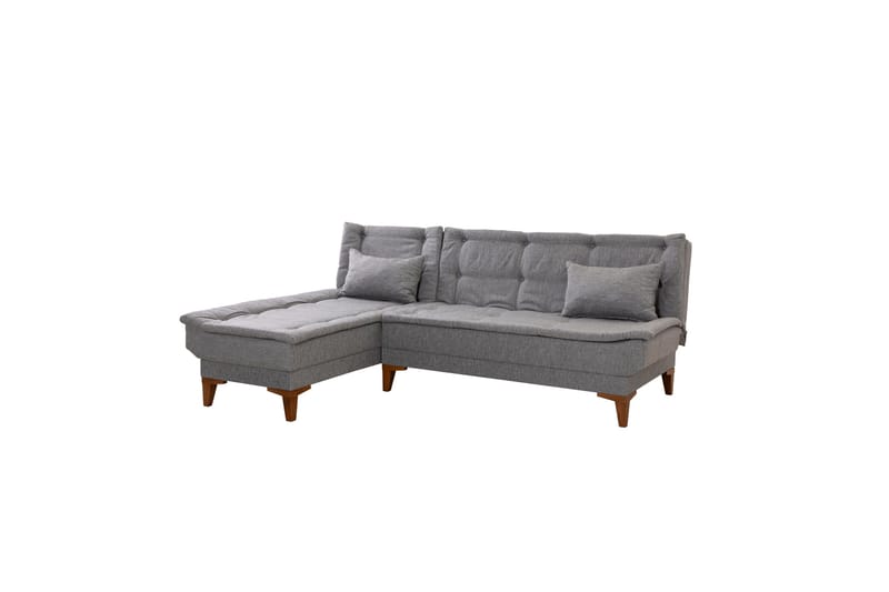 Hunterville 4-sits Vänster L-formad Längsbäddad Bäddsoffa 107x225 cm i Tyg - Grå - Möbler - Soffa - Bäddsoffa - Bäddsoffa divan