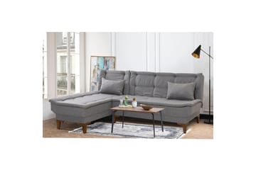 Hunterville 4-sits Vänster L-formad Längsbäddad Bäddsoffa 107x225 cm i Tyg - Grå - Möbler - Soffa - Bäddsoffa - Bäddsoffa divan