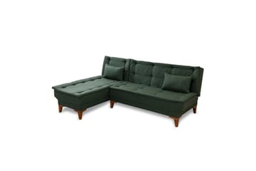 Hunterville 4-sits Vänster L-formad Längsbäddad Bäddsoffa 107x225 cm i Tyg - Grön - Möbler - Soffa - Bäddsoffa - Bäddsoffa divan
