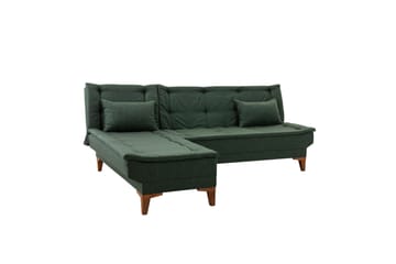Hunterville 4-sits Vänster L-formad Längsbäddad Bäddsoffa 107x225 cm i Tyg - Grön - Möbler - Soffa - Bäddsoffa - Bäddsoffa divan