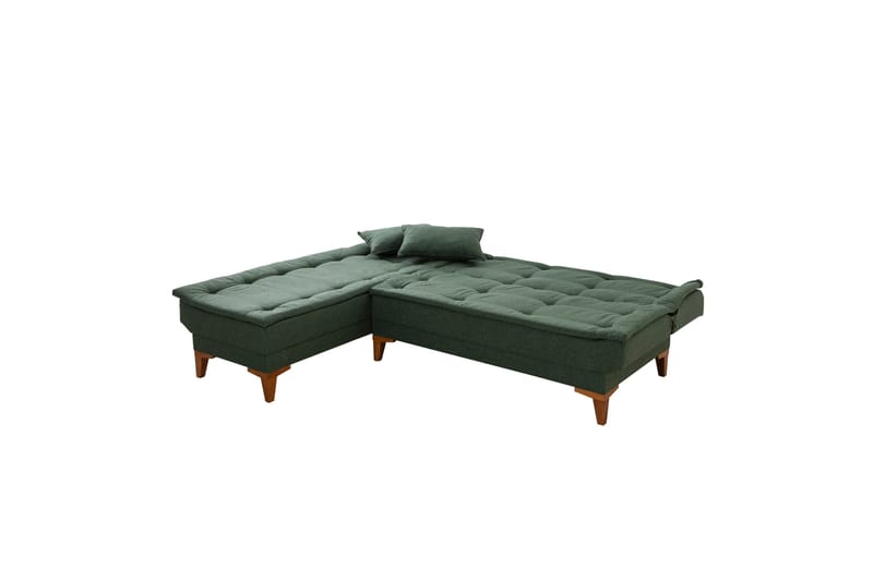 Hunterville 4-sits Vänster L-formad Längsbäddad Bäddsoffa 107x225 cm i Tyg - Grön - Möbler - Soffa - Bäddsoffa - Bäddsoffa divan