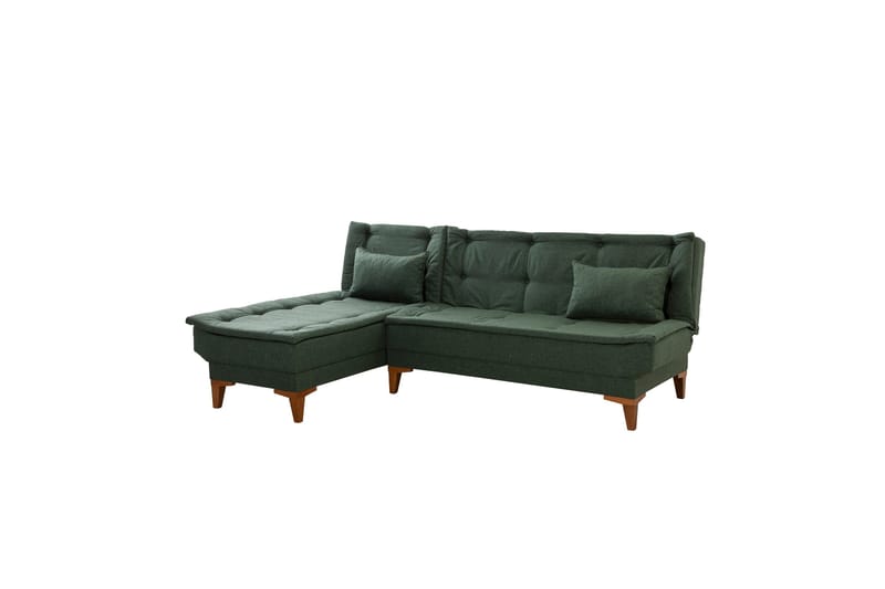 Hunterville 4-sits Vänster L-formad Längsbäddad Bäddsoffa 107x225 cm i Tyg - Grön - Möbler - Soffa - Bäddsoffa - Bäddsoffa divan