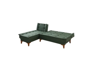 Hunterville 4-sits Vänster L-formad Längsbäddad Bäddsoffa 107x225 cm i Tyg - Grön - Möbler - Soffa - Bäddsoffa - Bäddsoffa divan
