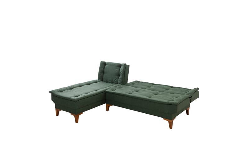 Hunterville 4-sits Vänster L-formad Längsbäddad Bäddsoffa 107x225 cm i Tyg - Grön - Möbler - Soffa - Bäddsoffa - Bäddsoffa divan
