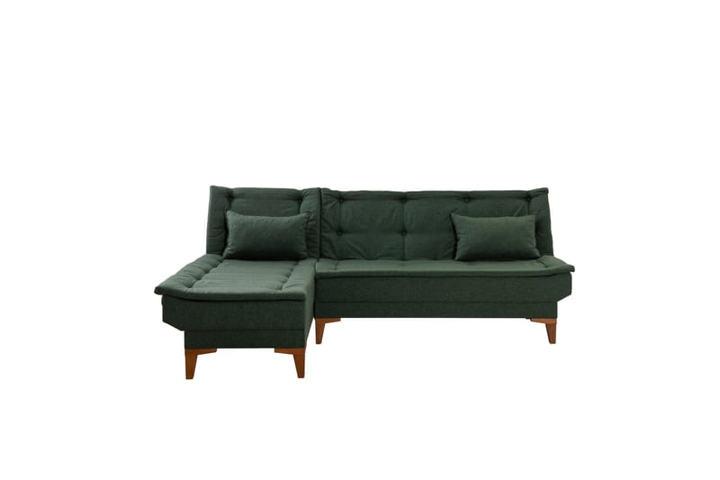 Hunterville 4-sits Vänster L-formad Längsbäddad Bäddsoffa 107x225 cm i Tyg - Grön - Möbler - Soffa - Bäddsoffa - Bäddsoffa divan