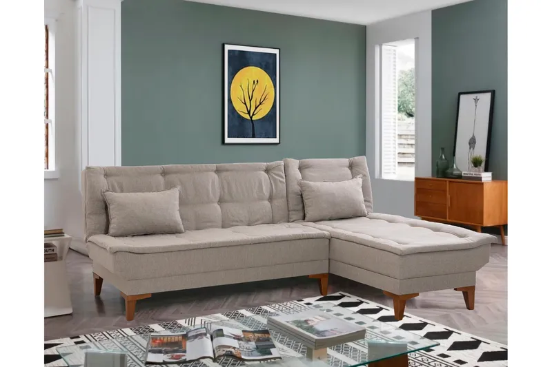 Hunterville Bäddsoffa m. Divan 4-sits 107x205 - Cream - Möbler - Soffa - Bäddsoffa - Bäddsoffa divan