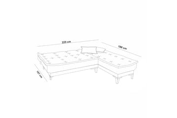Hunterville Bäddsoffa m. Divan 4-sits 107x205 - Grå - Möbler - Soffa - Bäddsoffa - Bäddsoffa divan