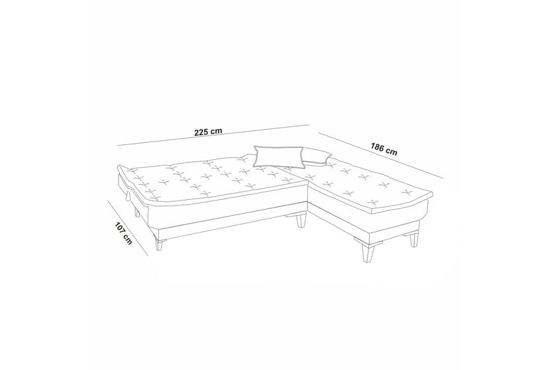 Hunterville Bäddsoffa m. Divan 4-sits 107x205 - Grå - Möbler - Soffa - Bäddsoffa - Bäddsoffa divan