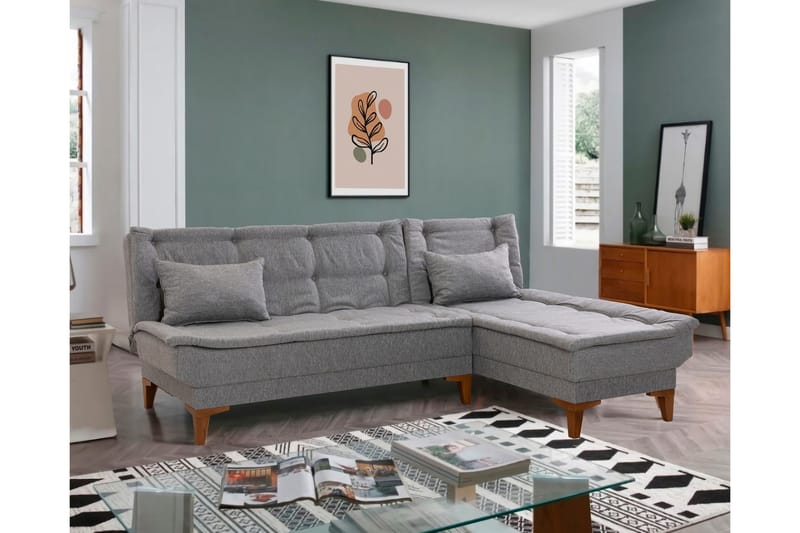 Hunterville Bäddsoffa m. Divan 4-sits 107x205 - Grå - Möbler - Soffa - Bäddsoffa - Bäddsoffa divan