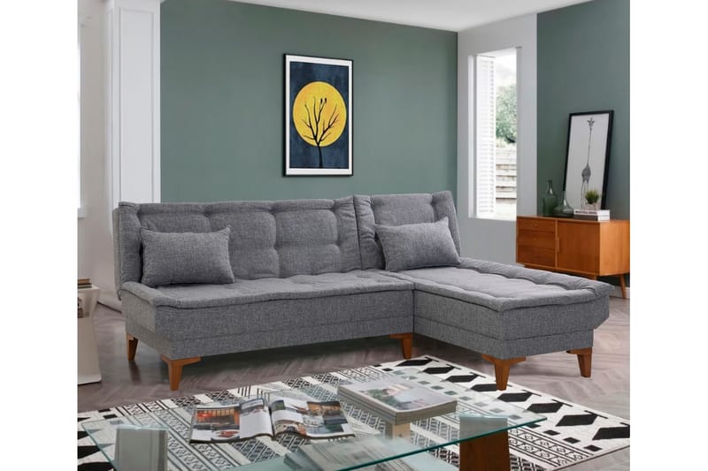 Hunterville Bäddsoffa m. Divan 4-sits 107x205 - Mörkgrå - Möbler - Soffa - Bäddsoffa - Bäddsoffa divan