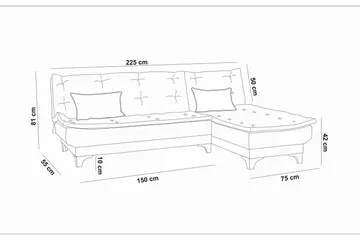 Hunterville Bäddsoffa m. Divan 4-sits - Grå - Möbler - Soffa - Bäddsoffa - Bäddsoffa divan