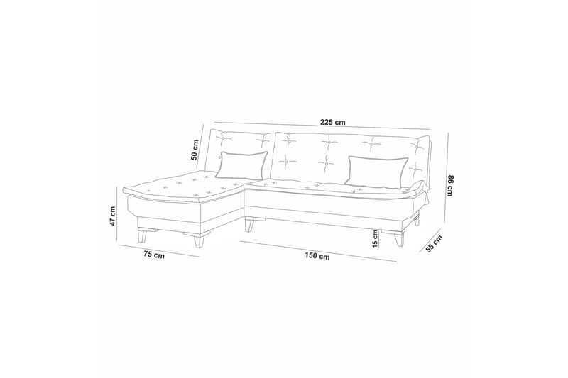 Hunterville Bäddsoffa m. Divan 4-sits - Grön - Möbler - Soffa - Bäddsoffa - Bäddsoffa divan