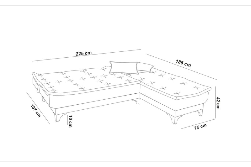 Hunterville Bäddsoffa m. Divan 4-sits - Marinblå - Möbler - Soffa - Bäddsoffa - Bäddsoffa divan