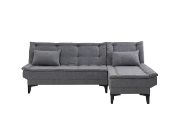 Hunterville Höger L-formad 4 sits Längsbäddad Bäddsoffa 107x225 cm i Tyg - Grå - Möbler - Soffa - Bäddsoffa - Bäddsoffa divan