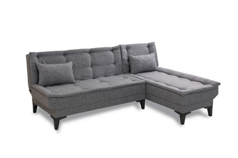 Hunterville Höger L-formad 4 sits Längsbäddad Bäddsoffa 107x225 cm i Tyg - Grå - Möbler - Soffa - Bäddsoffa - Bäddsoffa divan