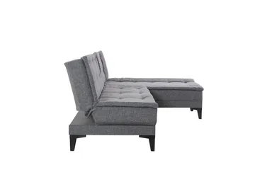 Hunterville Höger L-formad 4 sits Längsbäddad Bäddsoffa 107x225 cm i Tyg - Grå - Möbler - Soffa - Bäddsoffa - Bäddsoffa divan