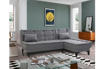 Hunterville Höger L-formad 4 sits Längsbäddad Bäddsoffa 107x225 cm i Tyg - Grå - Möbler - Soffa - Bäddsoffa - Bäddsoffa divan
