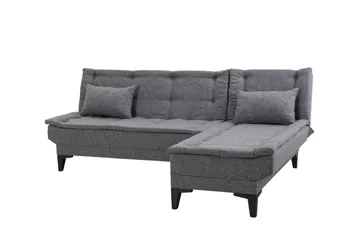 Hunterville Höger L-formad 4 sits Längsbäddad Bäddsoffa 107x225 cm i Tyg - Grå - Möbler - Soffa - Bäddsoffa - Bäddsoffa divan