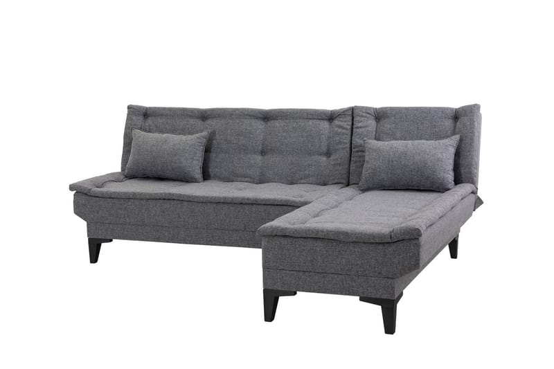 Hunterville Höger L-formad 4 sits Längsbäddad Bäddsoffa 107x225 cm i Tyg - Grå - Möbler - Soffa - Bäddsoffa - Bäddsoffa divan