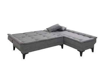 Hunterville Höger L-formad 4 sits Längsbäddad Bäddsoffa 107x225 cm i Tyg - Grå - Möbler - Soffa - Bäddsoffa - Bäddsoffa divan