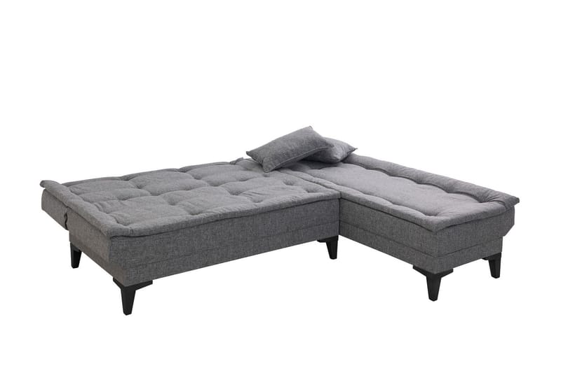 Hunterville Höger L-formad 4 sits Längsbäddad Bäddsoffa 107x225 cm i Tyg - Grå - Möbler - Soffa - Bäddsoffa - Bäddsoffa divan