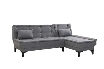 Hunterville Höger L-formad 4 sits Längsbäddad Bäddsoffa 107x225 cm i Tyg - Grå - Möbler - Soffa - Bäddsoffa - Bäddsoffa divan