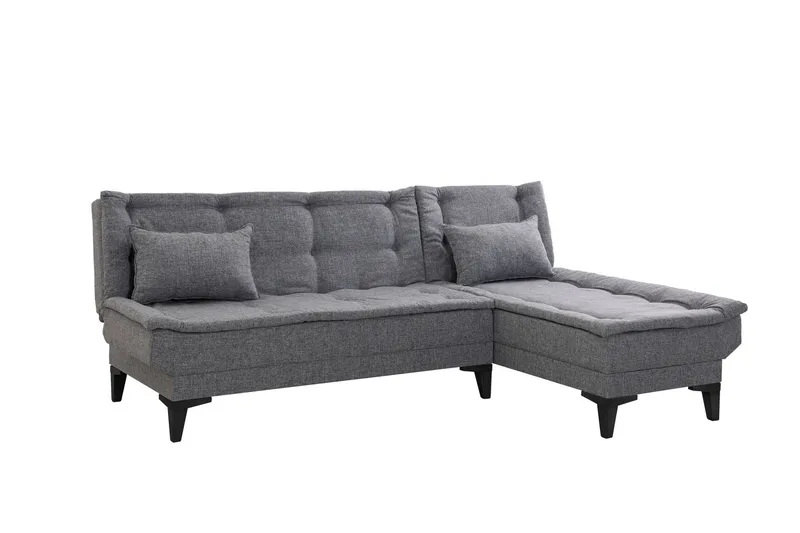 Hunterville Höger L-formad 4 sits Längsbäddad Bäddsoffa 107x225 cm i Tyg, Grå