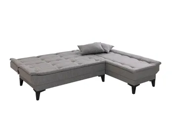 Hunterville Höger L-formad Längsbäddad Bäddsoffa 107x225 cm i Tyg - Grå - Möbler - Soffa - Bäddsoffa - Bäddsoffa divan