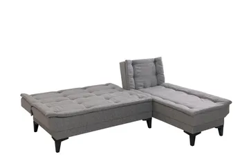 Hunterville Höger L-formad Längsbäddad Bäddsoffa 107x225 cm i Tyg - Grå - Möbler - Soffa - Bäddsoffa - Bäddsoffa divan