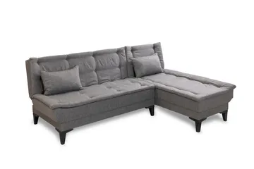 Hunterville Höger L-formad Längsbäddad Bäddsoffa 107x225 cm i Tyg - Grå - Möbler - Soffa - Bäddsoffa - Bäddsoffa divan