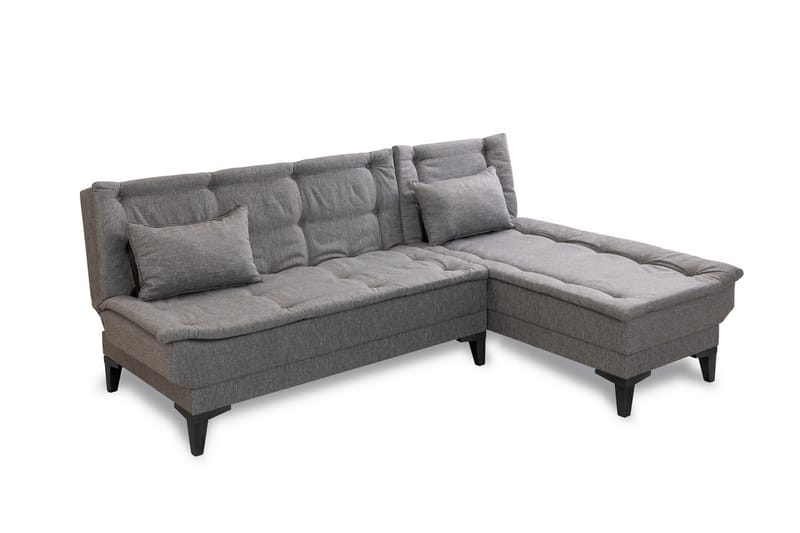 Hunterville Höger L-formad Längsbäddad Bäddsoffa 107x225 cm i Tyg - Grå - Möbler - Soffa - Bäddsoffa - Bäddsoffa divan
