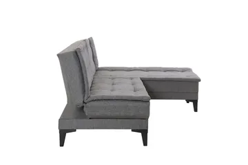Hunterville Höger L-formad Längsbäddad Bäddsoffa 107x225 cm i Tyg - Grå - Möbler - Soffa - Bäddsoffa - Bäddsoffa divan