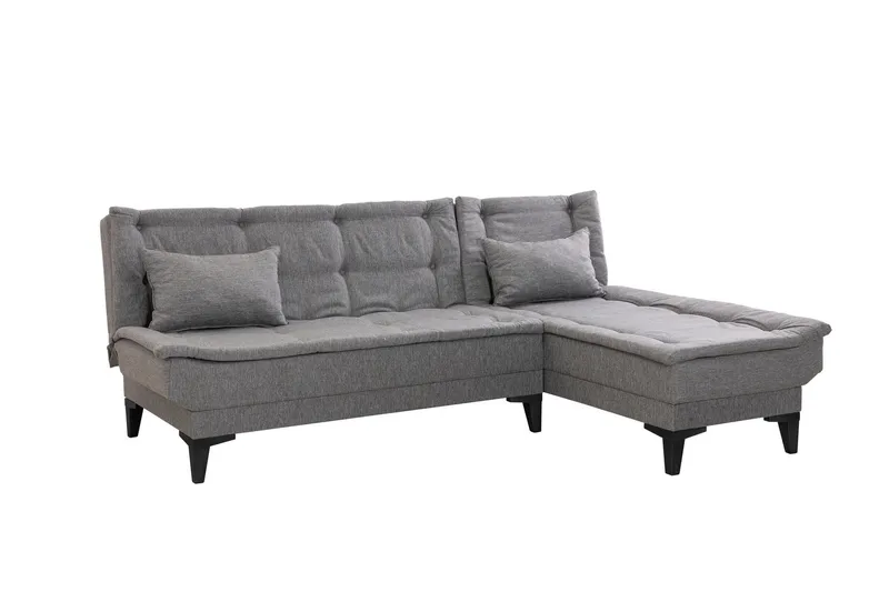 Hunterville Höger L-formad Längsbäddad Bäddsoffa 107x225 cm i Tyg, Grå
