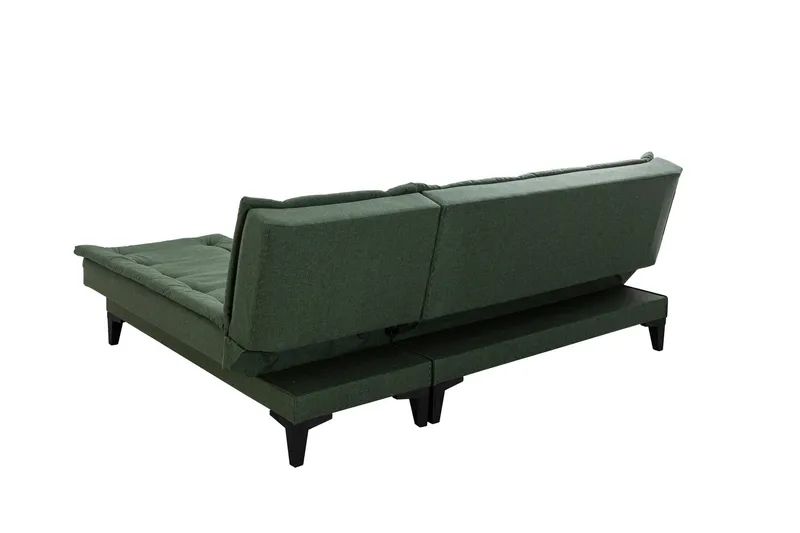 Hunterville Höger L-formad Längsbäddad Bäddsoffa 107x225 cm i Tyg - Grön - Möbler - Soffa - Bäddsoffa - Bäddsoffa divan