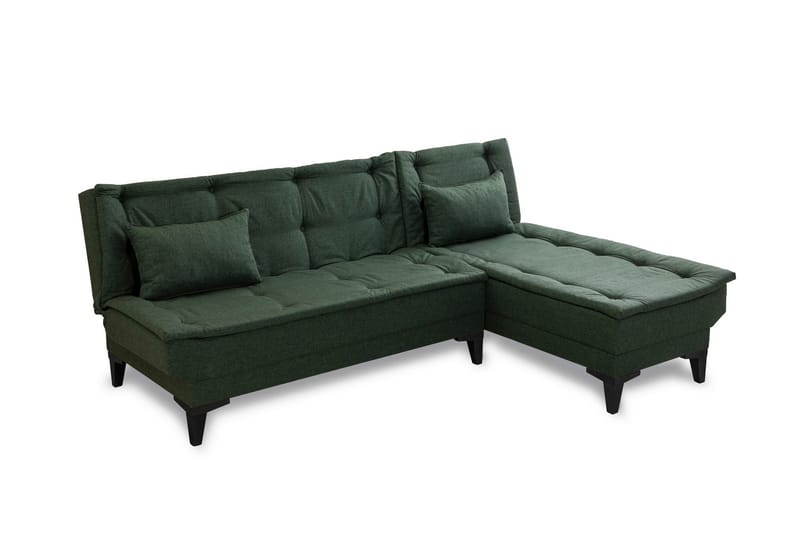 Hunterville Höger L-formad Längsbäddad Bäddsoffa 107x225 cm i Tyg - Grön - Möbler - Soffa - Bäddsoffa - Bäddsoffa divan
