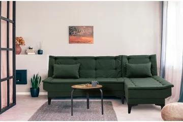 Hunterville Höger L-formad Längsbäddad Bäddsoffa 107x225 cm i Tyg - Grön - Möbler - Soffa - Bäddsoffa - Bäddsoffa divan