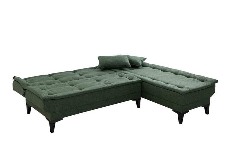Hunterville Höger L-formad Längsbäddad Bäddsoffa 107x225 cm i Tyg - Grön - Möbler - Soffa - Bäddsoffa - Bäddsoffa divan