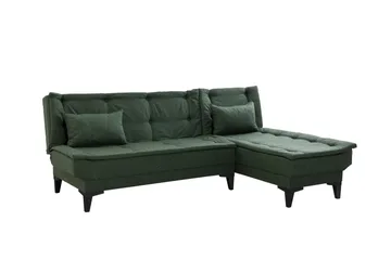 Hunterville Höger L-formad Längsbäddad Bäddsoffa 107x225 cm i Tyg - Grön - Möbler - Soffa - Bäddsoffa - Bäddsoffa divan