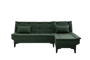 Hunterville Höger L-formad Längsbäddad Bäddsoffa 107x225 cm i Tyg - Grön - Möbler - Soffa - Bäddsoffa - Bäddsoffa divan