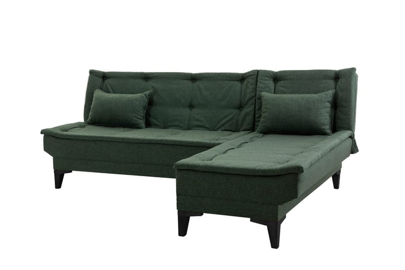 Hunterville Höger L-formad Längsbäddad Bäddsoffa 107x225 cm i Tyg - Grön - Möbler - Soffa - Bäddsoffa - Bäddsoffa divan