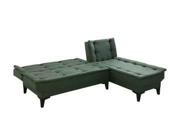 Hunterville Höger L-formad Längsbäddad Bäddsoffa 107x225 cm i Tyg - Grön - Möbler - Soffa - Bäddsoffa - Bäddsoffa divan