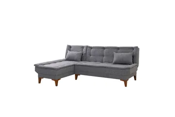 Hunterville Vänster L-formad Längsbäddad Bäddsoffa 107x225 cm i Tyg - Grå - Möbler - Soffa - Bäddsoffa - Bäddsoffa divan