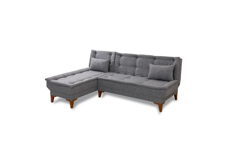 Hunterville Vänster L-formad Längsbäddad Bäddsoffa 107x225 cm i Tyg, Grå
