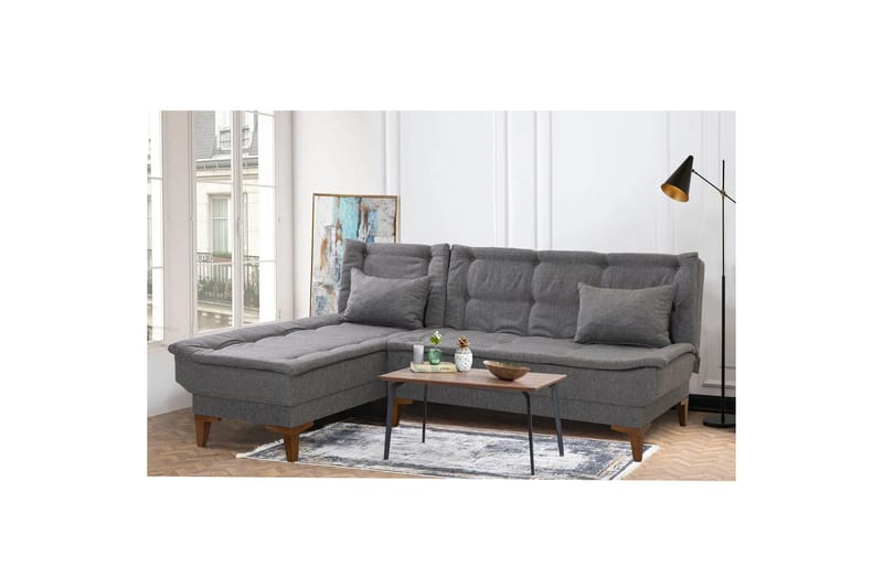 Hunterville Vänster L-formad Längsbäddad Bäddsoffa 107x225 cm i Tyg - Grå - Möbler - Soffa - Bäddsoffa - Bäddsoffa divan